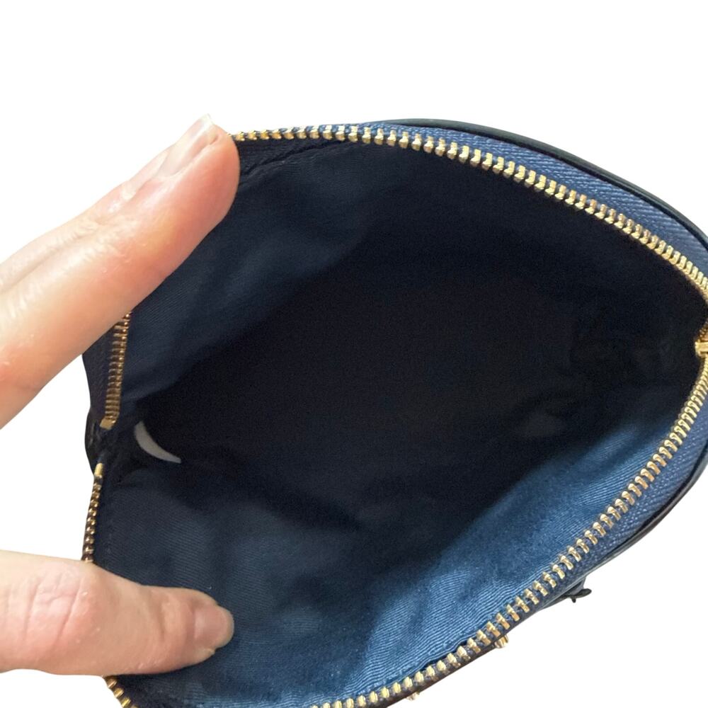 NWT Coach Leather Bow Detail Zipper Cosmetic Case Pouch Navy - Picture 5 of 5